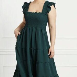 The Crepe Ellie Nap Dress - Botanical Garden Crepe - Forrest Green - never worn